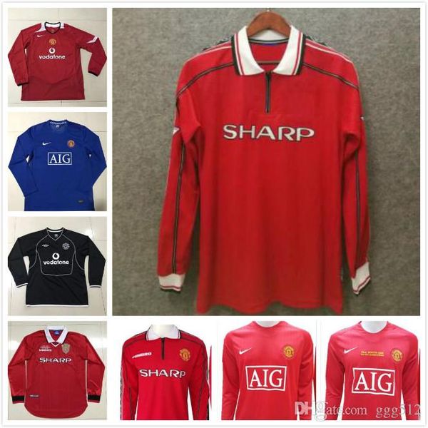 

long sleeve retro 1998 1999 united 90 92 92 93 94 soccer jerseys 1999 2000 1994 manchester away 1999 2002 2006 football shirts 98 99, Black;yellow