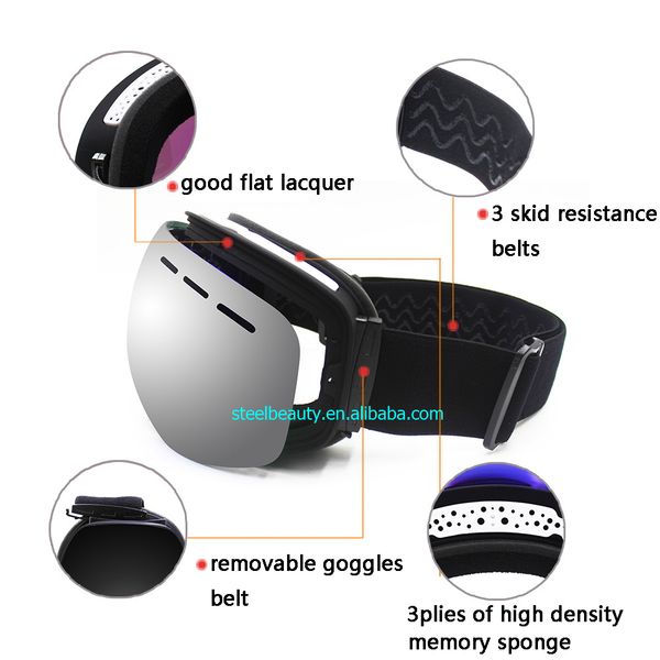 

15days return ski goggles good quality dual layers antifog ski goggles dismountable