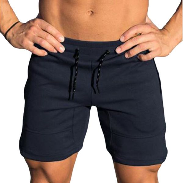 

мужские gym workout drawstring талии шорты quick dry бодибилдинг тяжелая атлетика брюки фитнес traning jogger с карманом, Black;blue