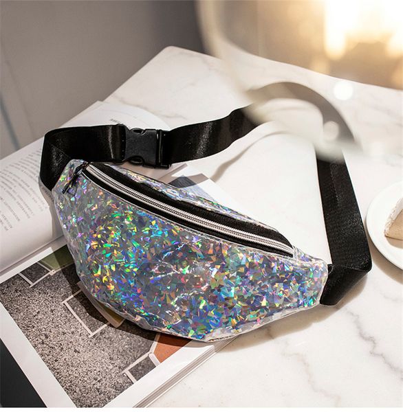 

waist bag sequins fanny pack feminina waist pack women's laser chest waist bag women belt bag bum bags