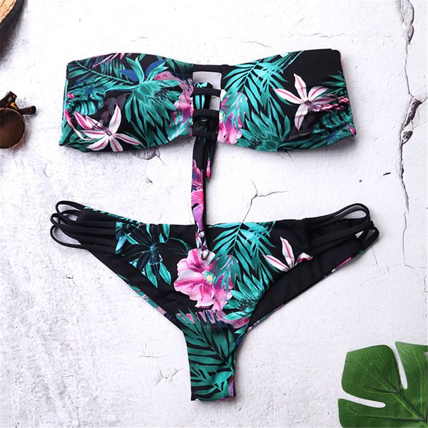 

swimsuits for women designer bikini push up swimsuits biquini swimwear women flora bikini set polyester beachwear bathing suit, White;black