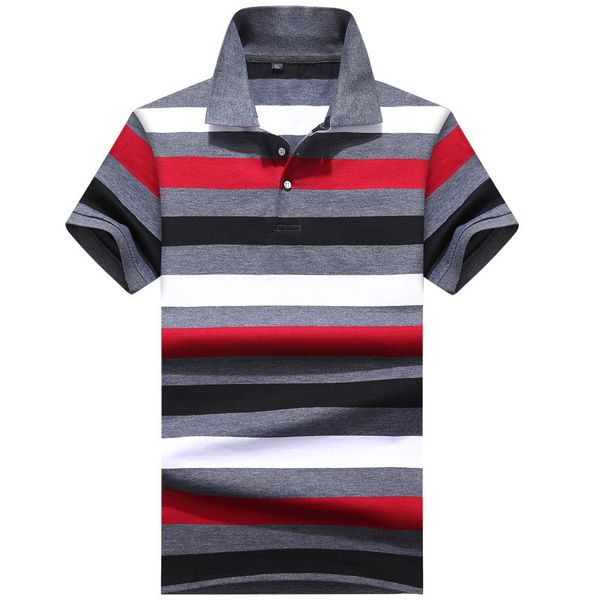 

mens designer striped business casual versatile lapel shirt t-shirt, White;black