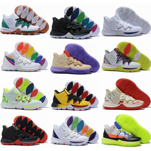 

2019 new mens 5s kyrie basketball shoes 5 irving easter day graffiti rainbow ikhet black magic des chaussures baskets sports sneakers 40-46