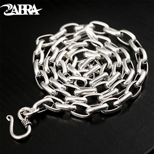 

zabra real 925 sterling silver link chain 6mm 45-60cm men's necklace vintage steampunk retro handmade biker jewelry
