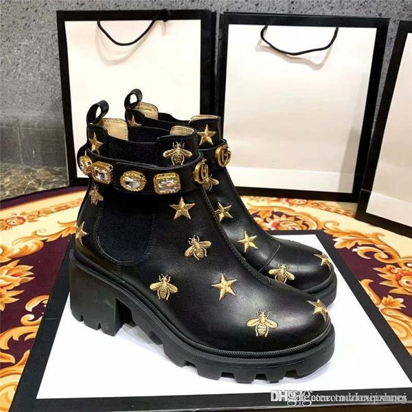 

19sscc женские вышитые кожаные ботильоны с поясом и коробкой, Blue;gray