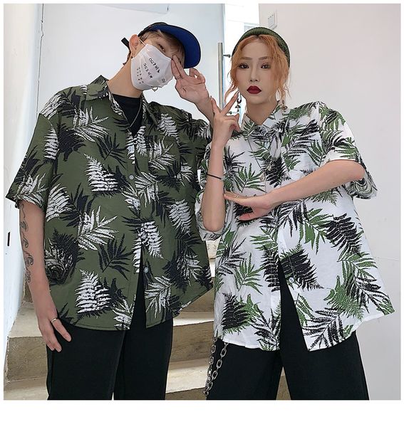 

vacation blouse shirt men cotton summer hawaiian holiday print kimono cardigan casual harajuku camisa hombre jogging clothes, White;black