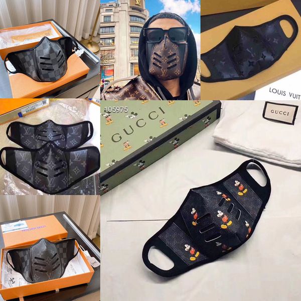 

9Style Горячая продажа с коробкой Микки Pattern Половина лица Mouth крышки маски конструктора Trend крышки кожи сумки Прическа Женщины Мужчины L V Маски