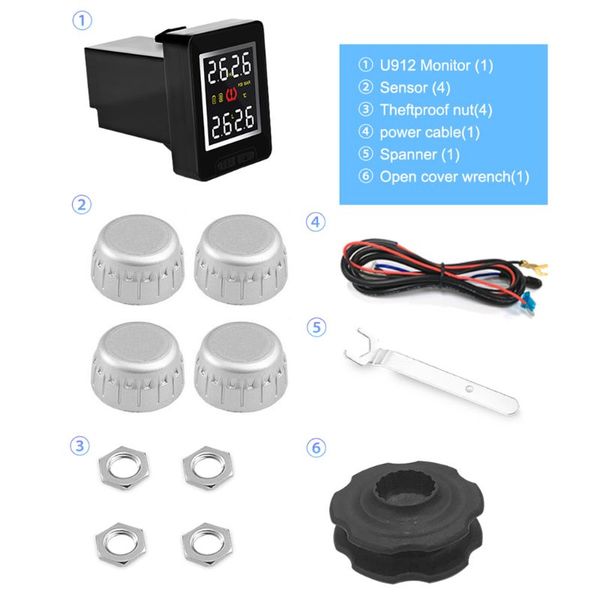 

u912 car tpms tire pressure monitoring system lcd display auto tyre alarm r2lc