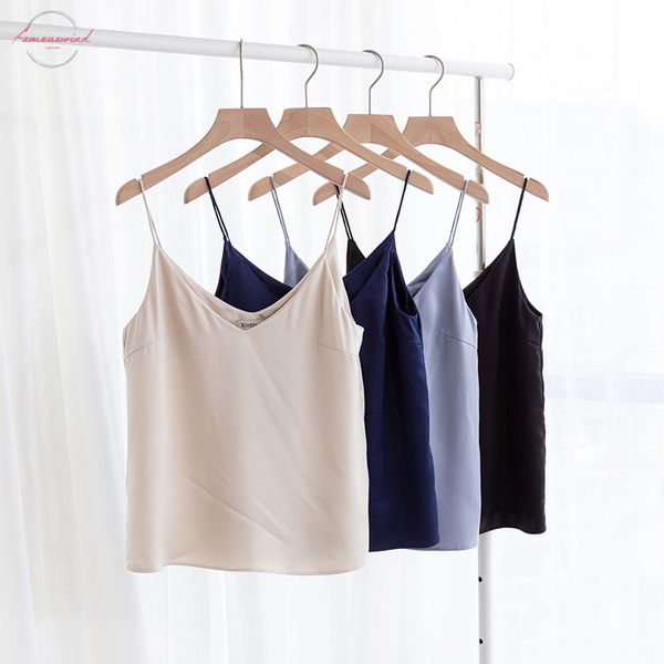 

tank top женщины свободная верхняя часть бака модные шелковистый сатин верхней части бака для всех camis seasons m30500, White