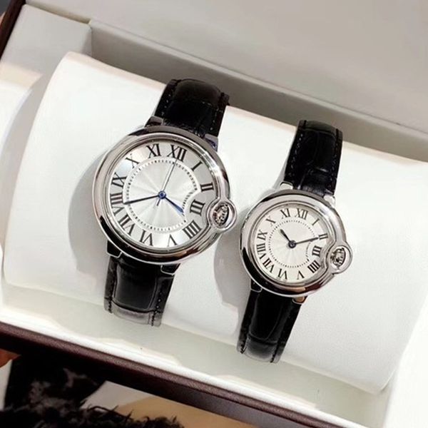 

classic leisure man woman watch luxury fashion women watch popular lovers clock genuine leather female relogio montre male clock dropshippin, Slivery;brown