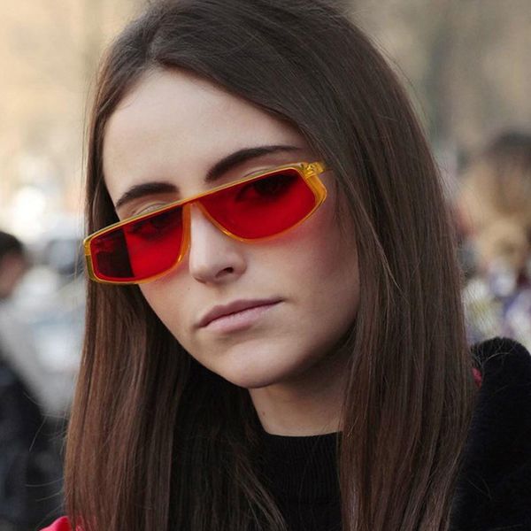 

2020 new fashion conjoined sunglasses women men brand design personality orange red style sun glasses female uv400 shades oculos, White;black