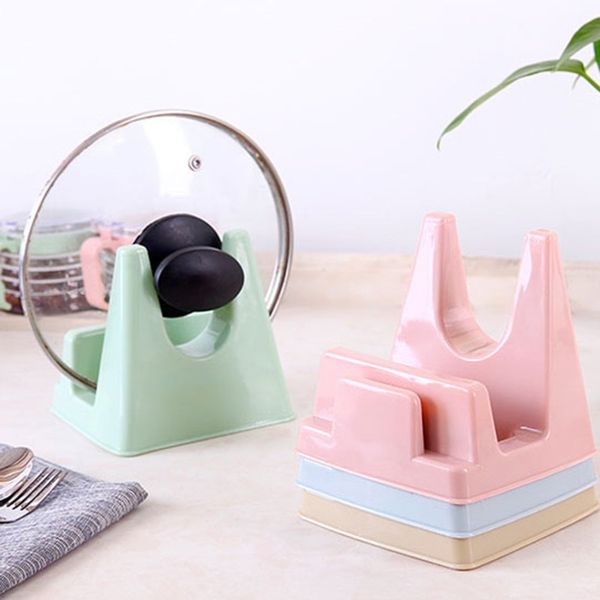 

practical kitchen cooking tool pot pan cover lid shell stand holder anti-slip bracket chopping block storage holder rack tool