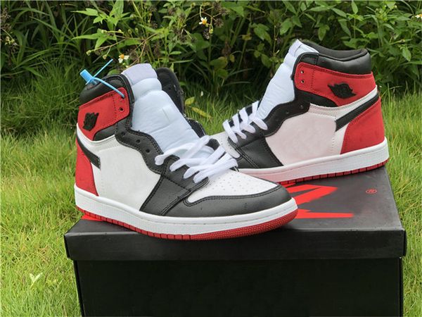 

2019 release air og 1 high satin black toe wmns retro authentic 1s red cd0461-016 men women basketball shoes leather sneakers with box