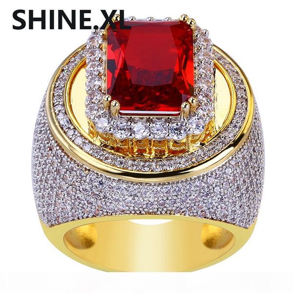 

hip-hop classic gold color plated cubic zircon big red stone ring personality fashion glamour jewelry lover gift, Silver
