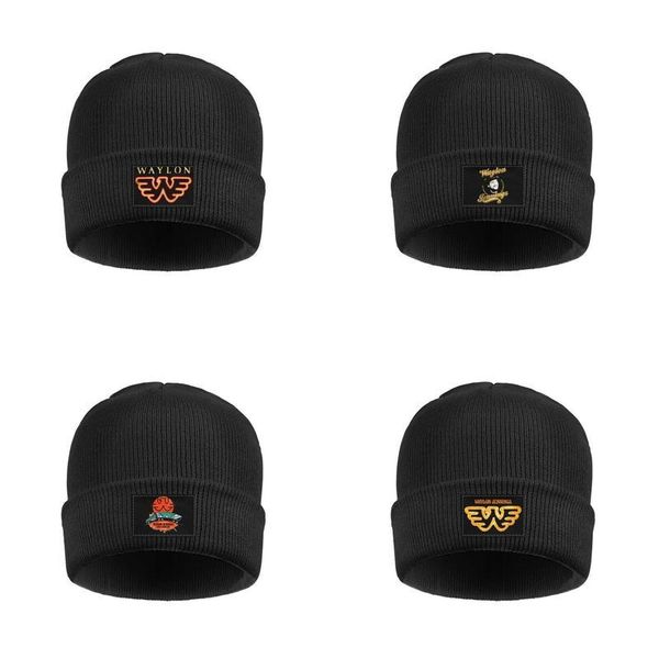 

fashion waylon jennings sign design winter ski watch beanie hat vintage hats live in concert funny album cd logo yellow cash hank on'ry, Blue;gray