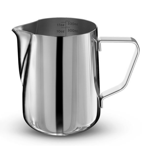 

stainless steel frothing steaming pitcher garland cup 350ml for espresso machine, coffee milk frother and latte maker