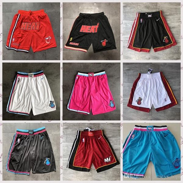 

miami heat basketball shorts dwayne nba wade jersey dwayne wade just don red green stitched pocket sweatpants mans, Black;red