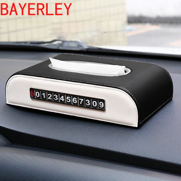 

car tissue box napkin paper towel container vehicle leather holder paper pumping cassette with temporary car parking plates