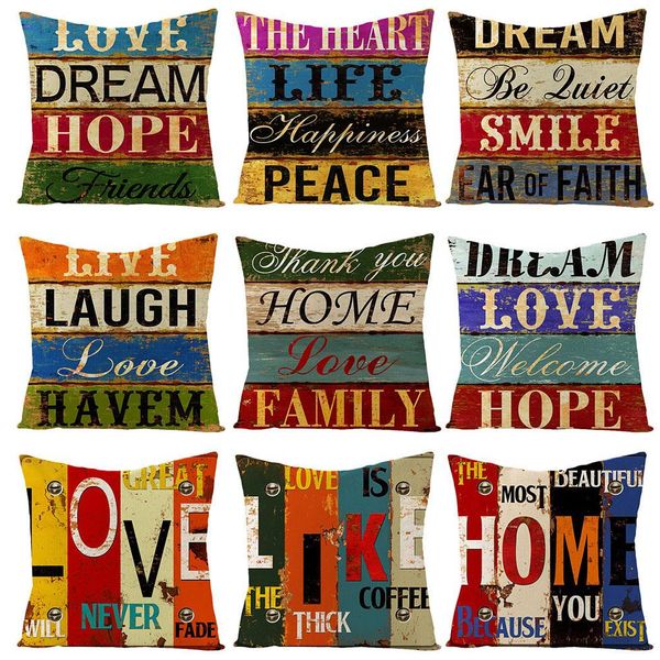 

vintage motivate word print throw pillow case cushion cover home sofa decor