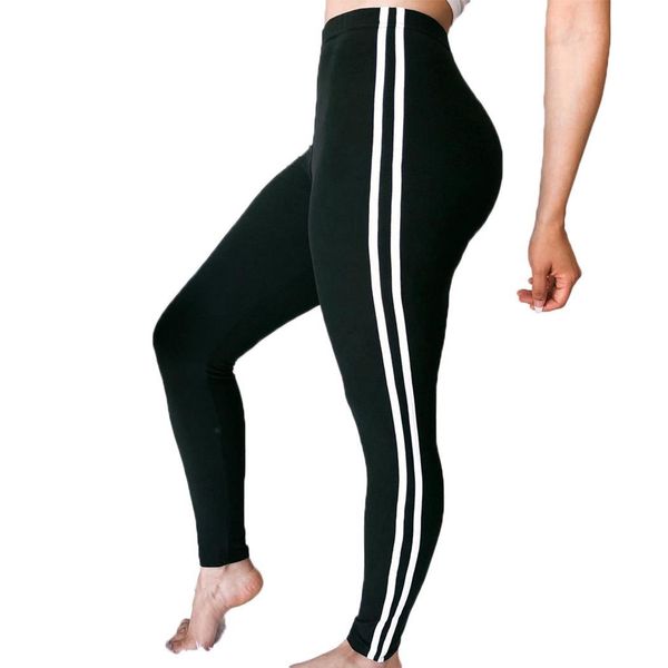 

women sport middle waist side striped all season slim spliced pants casual sport trousers, White;red