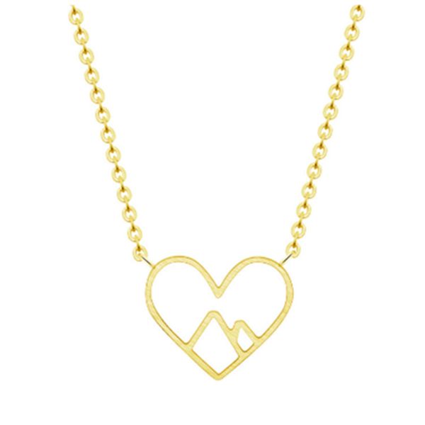 

stainle steel mountain necklace lover couple jewelry gold silver chian cute heart pendant choker collares de moda femme 2019