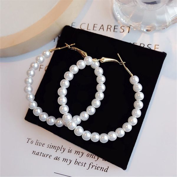 

korea ins cold wind fairy temperament personality wild pearl exaggerated big circle earrings earrings, Golden;silver