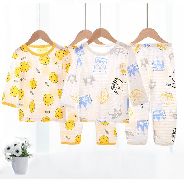 

boys girls designer cartoon bear home wear children's pajamas sets clothing sets kids short-sleeved suit child home clothes retail, White