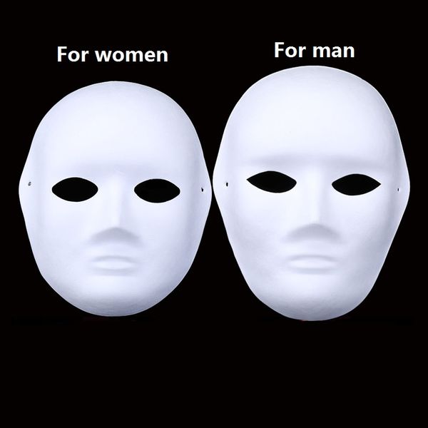 Máscaras de rosto cheio de halloween para adultos diy pintados à mão polpa gesso coberto papel machê máscara em branco atacado homens mulheres simples partido máscara