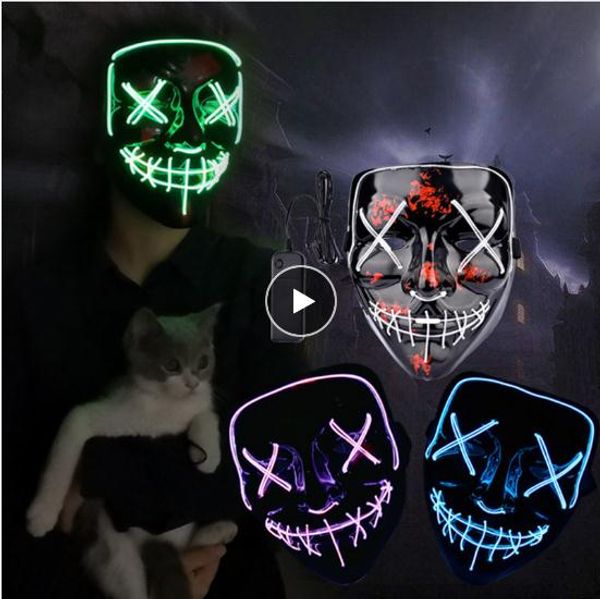 

хэллоуин маска led maske light up партийные маски неоновая маска косплей тушь ужасы маскариллы светятся в темной маске v для вендетты