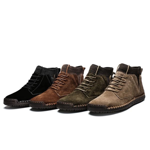 

mr co men snow boots winter plush warm men motorcycle boots lace-up non-slip male ankle waterproof autumn man work shoes, Black