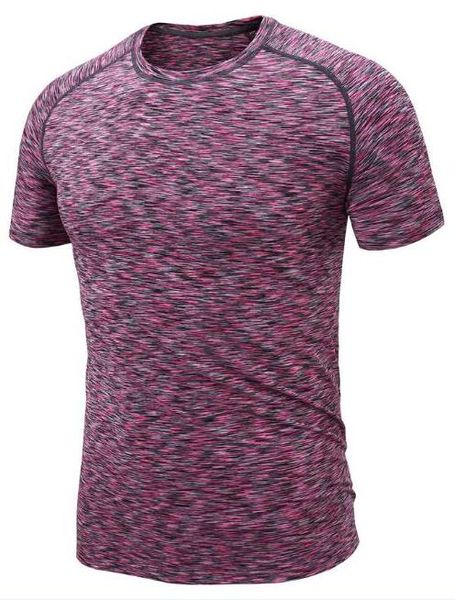 

2019 men's tight clothes running short-sleeved quick-drying t-shirt 313, Black;blue