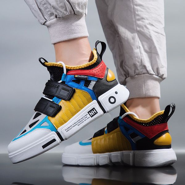 

explosion color matching tide men's shoes 2019 personitly shoes fashion wild casual summer mesh breathable men's, Black