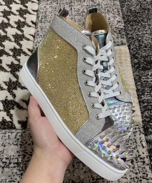 

new luxurys sneaker studded spikes bottoms c6035 men red shoes wedding flats designer sneakers brand casual shoes party women leather s bvus