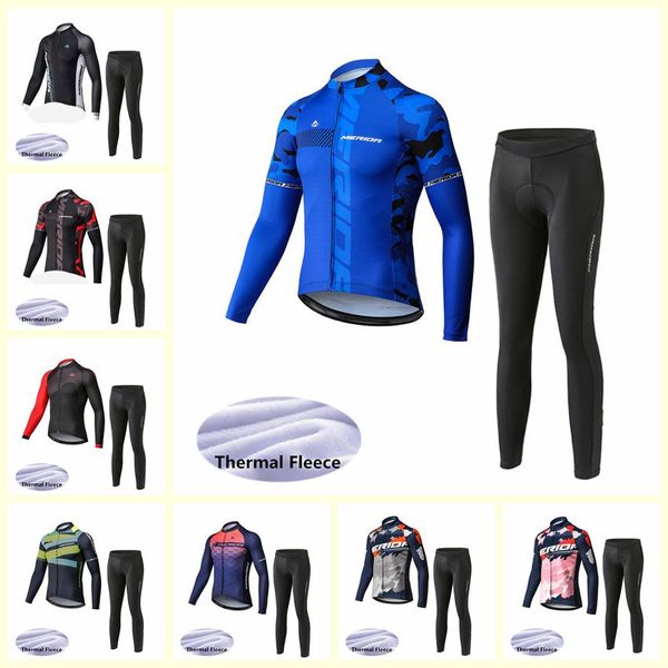 Squadra MERIDA Cycling Winter Thermal Fleece jersey pantaloni set Uomo bici da strada Abiti abbigliamento sportivo outdoor U112906