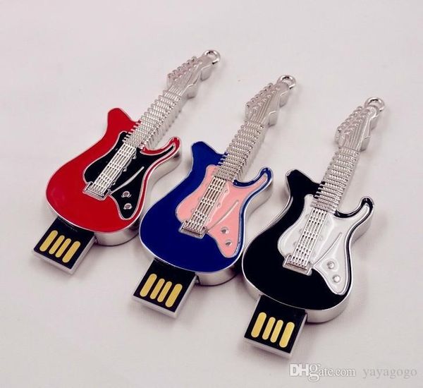 

wholesale w retail usb flash drive 4gb-64gb mini guita usb flash 2.0 memory drive stick pendrive 2018 new arrival multi color