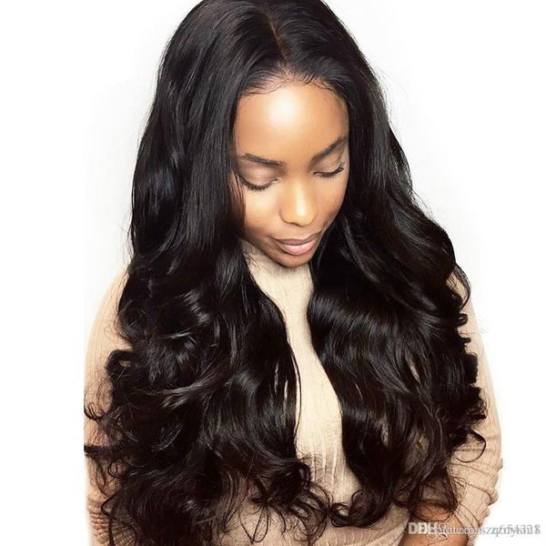 

13x4 lace front human wigs pre plucked with baby hair brazilian body wave human hair lace wigs remy hair glueless, Black