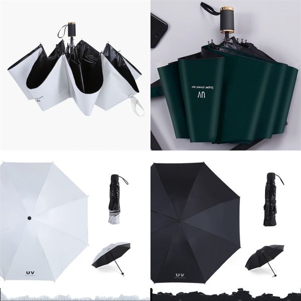 

uv sunshade black gum sunscreen manual tri-folded umbrella ultraviolet-proof all-weather umbrella with various color selling 14 11cx j1