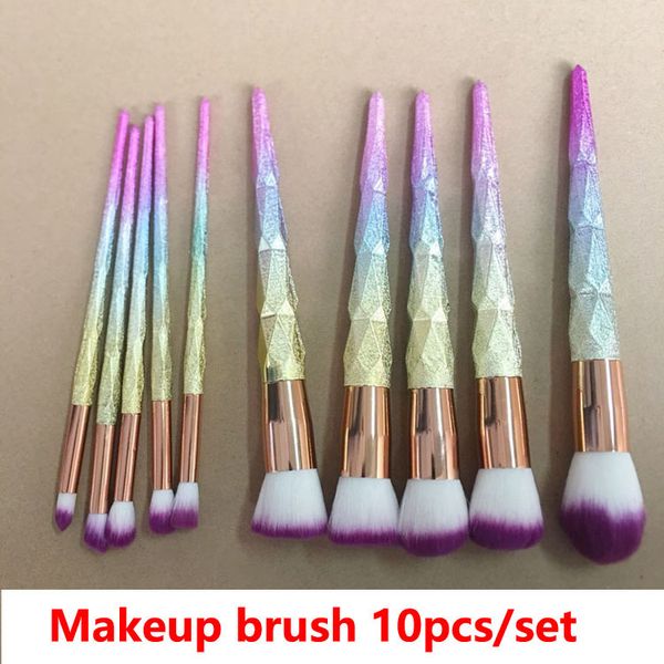 

makeup brushes 10pcs frosted handle 3d dazzle glitter foundation powder makeup brush set blush eye shadow makeupbrush