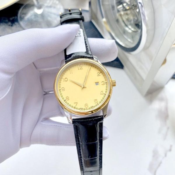 

mens watches 40mm 2831 movement 316l stainless steel leather strap wristwatches fashion casual watch for male1, Slivery;brown