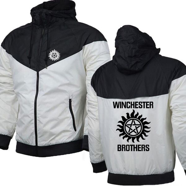 

spring autumn supernatural gradient winchester print casual cotton hooded sweatshirt mens zipper hoodies sweatshirp