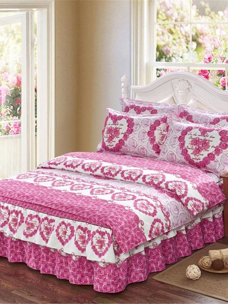 

4pcs duvet cover set romantic rose pattern thicken cozy bedding set