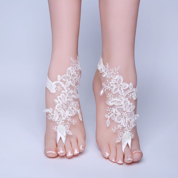 

2019 новый ног цепи кружева лодыжки браслет свадебный пляж свадьба босиком сандалии женщин белый, Red;blue