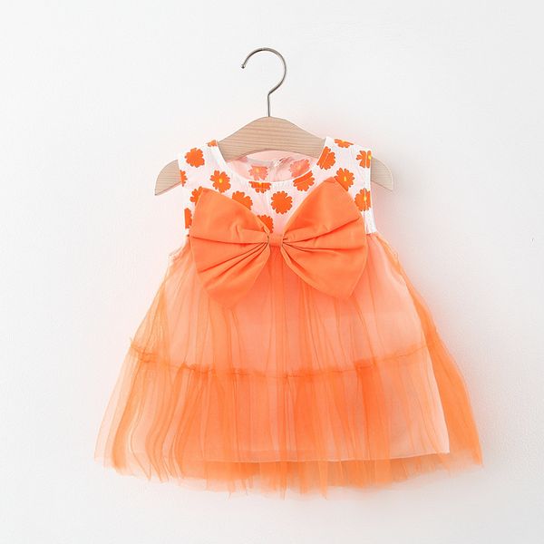 

оптовая лето девочки платье bowknot 2020 детская одежда, Red;yellow