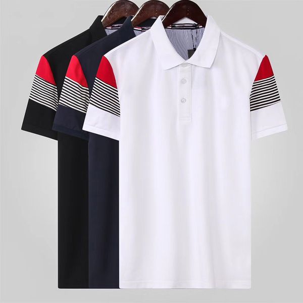 

With Emblem Luxury Design Designer Male Summer Turn-Down Collar Short Sleeves Polo Shirt Men Top Embroidery Printing Clothes Plus Size