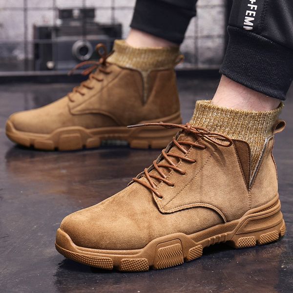 

high winter army boots casual high sneakers comfortable outdoor work men boots autumn walking ankle combat, Black