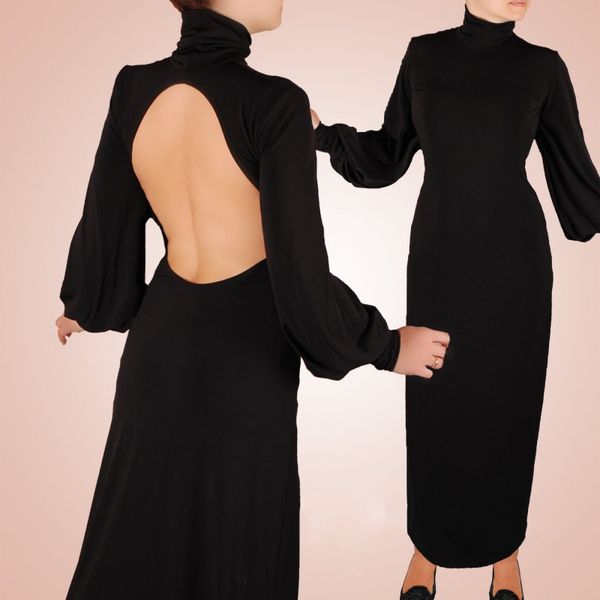 

2019 unique black high neck prom dresses backless satin ankle length evening gowns plus size robes de soirÃ©e formal party dress