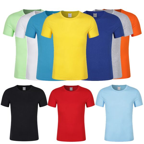 

cvc solid color round neck men's short sleeve blank t shirt class service culture unlined upper garment advertisement unlined upper gar, Black
