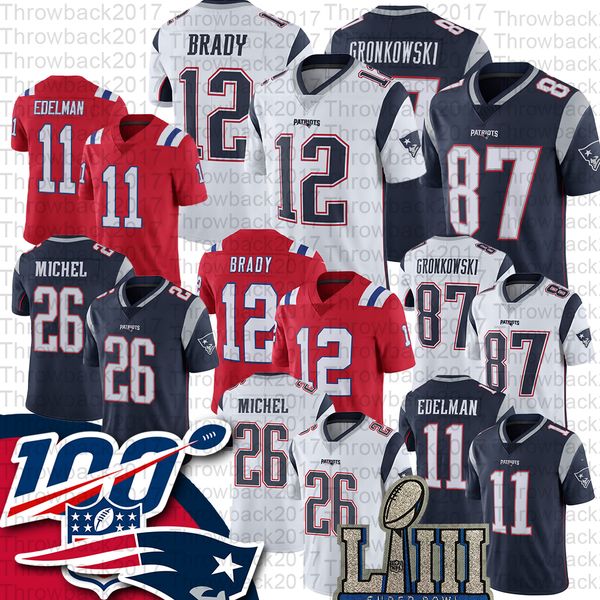 

2019 tom brady jer ey 48 rob gronkow ki 1 julian edelman 4 cook 1 ony michel college football jer ey, Black;red