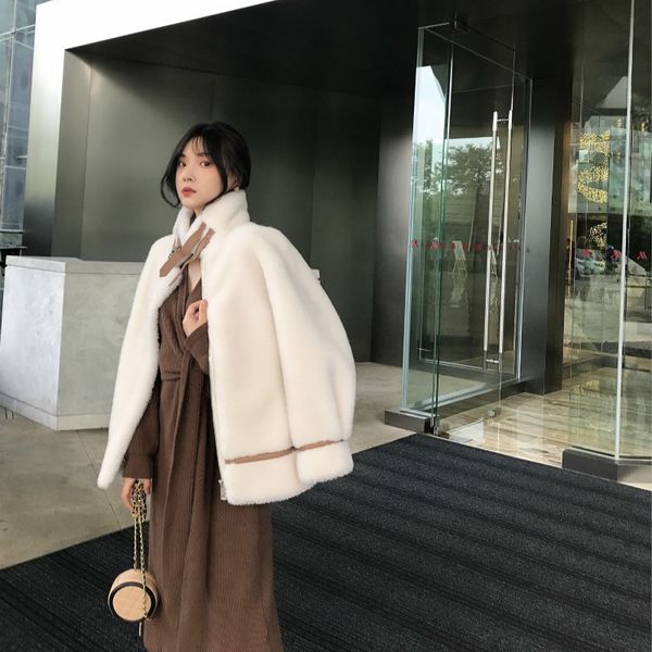 

winter coat women sheep shearing real fur coat women korean 100% wool jacket clothes 2020 manteau femme yy1035, Black
