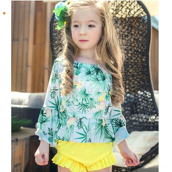 

2019 детский купальник девушка тропическое растение baby baby детский купальник бикини раскол бикини из трех частей набор, White;black